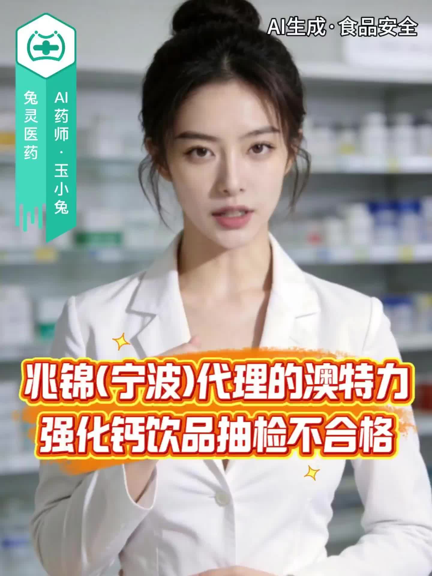 兆锦(宁波)代理的澳特力强化钙饮品抽检不合格